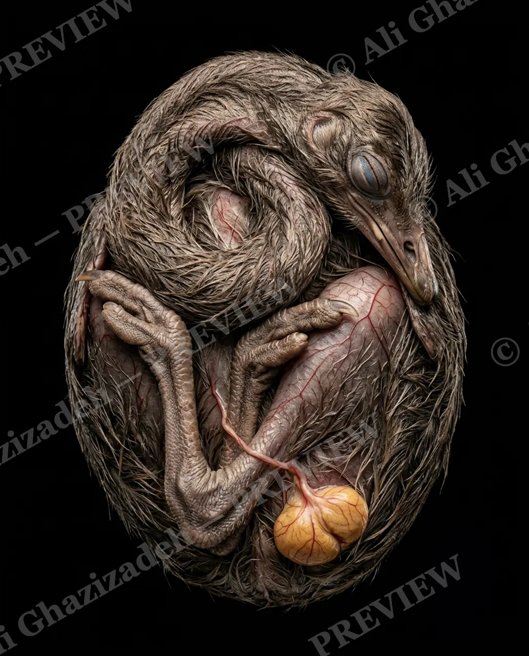 Not Yet Hatched — Beak Before Feathers — Chicken artwork by Ali Ghazizadeh